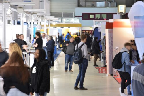 Trade fair with various stands